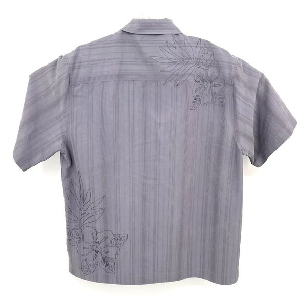 Honolua Surf Co Men's Hawaiian Shirt Size Large Gray Embroidered Comfort Fit - Picture 4 of 5
